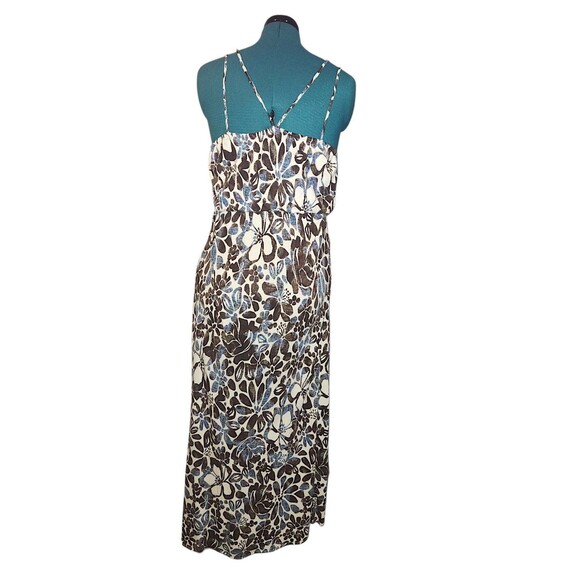 LOFT Women PL Maxi Lined Sundress Sleeveless Blue White Boho Beach Cottagecore - Picture 6 of 6